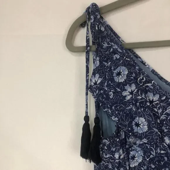 Floral Blue Sleeveless SunDress by Miss Me Tassle Ties Smocked Waist Tiered Hem - Picture 4 of 9